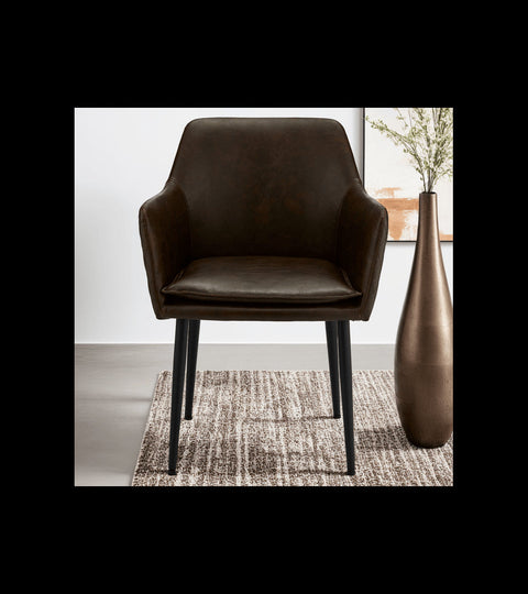 Rootz Dining Chair - Modern Dining Chair - Comfortable Seating - Faux Leather Upholstery - Durable Metal Legs - Easy Maintenance - 62cm x 57cm x 84cm