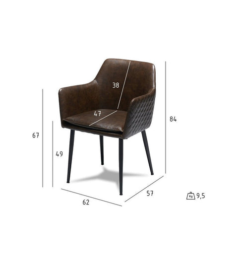 Rootz Dining Chair - Modern Dining Chair - Comfortable Seating - Faux Leather Upholstery - Durable Metal Legs - Easy Maintenance - 62cm x 57cm x 84cm