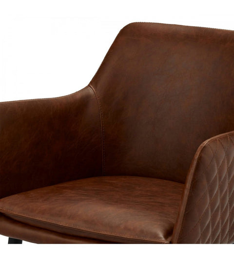 Rootz Dining Chair - Modern Dining Chair - Comfortable Seating - Faux Leather - Durable Metal Legs - Easy to Clean - 62cm x 57cm x 84cm