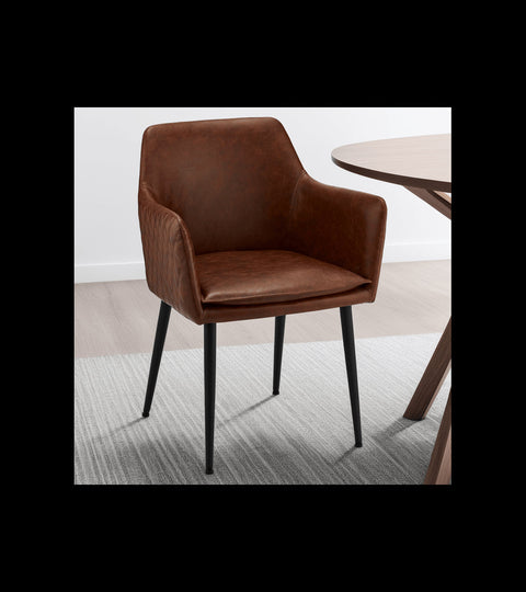 Rootz Dining Chair - Modern Dining Chair - Comfortable Seating - Faux Leather - Durable Metal Legs - Easy to Clean - 62cm x 57cm x 84cm