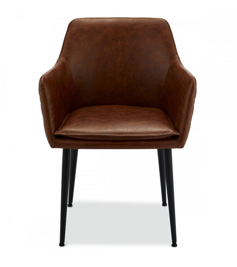 Rootz Dining Chair - Modern Dining Chair - Comfortable Seating - Faux Leather - Durable Metal Legs - Easy to Clean - 62cm x 57cm x 84cm