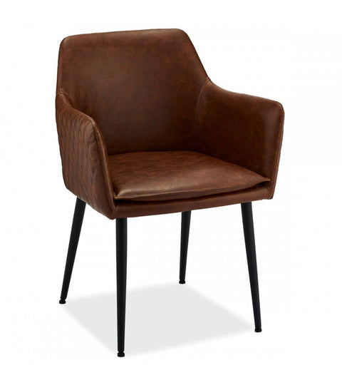 Rootz Dining Chair - Modern Dining Chair - Comfortable Seating - Faux Leather - Durable Metal Legs - Easy to Clean - 62cm x 57cm x 84cm