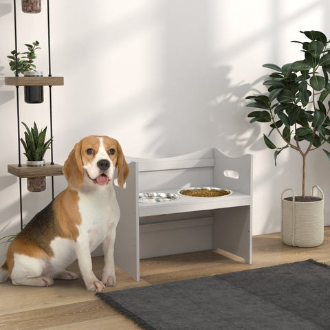 Rootz Adjustable Feeding Station - Durable Pet Feeder - Stylish Dog Bowl Stand - Ergonomic Design - Easy to Clean - 54cm x 31.5cm x 47cm - MDF & Stainless Steel