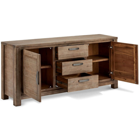 Rootz Sideboard - Storage Cabinet - Buffet Table - Solid Acacia Wood & MDF - Ample Storage, Durable, Stylish Design - 180cm x 45cm x 85cm