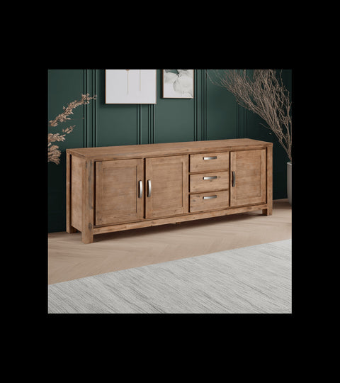 Rootz Sideboard - Storage Cabinet - Buffet Table - Solid Acacia Wood and MDF - Extensive Storage, Durable, Elegant Design - 230cm x 45cm x 85cm