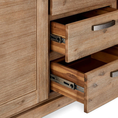 Rootz Sideboard - Storage Cabinet - Buffet Table - Solid Acacia Wood and MDF - Extensive Storage, Durable, Elegant Design - 230cm x 45cm x 85cm