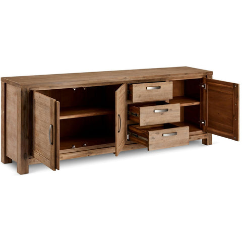 Rootz Sideboard - Storage Cabinet - Buffet Table - Solid Acacia Wood and MDF - Extensive Storage, Durable, Elegant Design - 230cm x 45cm x 85cm