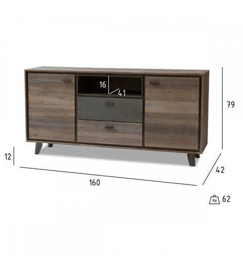 Rootz Acacia Wood Sideboard - Storage Cabinet - Buffet Table - Durable Construction - Ample Storage - Secure Locking - 160cm x 42cm x 79cm