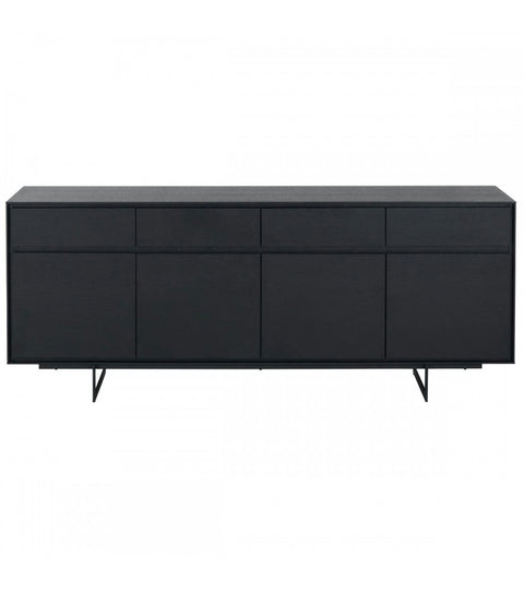 Rootz Sideboard - Storage Cabinet - Buffet Table - Ample Storage - Durable Construction - Sleek Design - 205cm x 45cm x 82cm - Black Oak Veneer