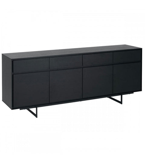Rootz Sideboard - Storage Cabinet - Buffet Table - Ample Storage - Durable Construction - Sleek Design - 205cm x 45cm x 82cm - Black Oak Veneer