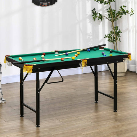 Rootz Opvouwbare Pooltafel - Biljarttafel - Snookertafel - Verstelbare Hoogte - Complete Set - Ruimtebesparende Opslag - 140cm x 60cm x 55-75cm - MDF &amp; Staal