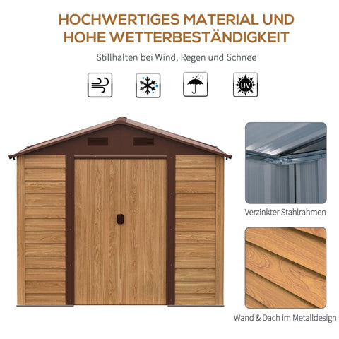 Rootz Steel Tool Shed - Lockable Double Door - Garden Storage - Durable Construction - Optimal Ventilation - 1.96 x 2.36 x 2.08 m