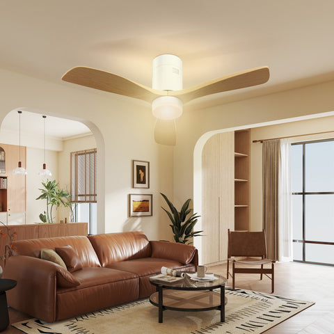 Rootz Ceiling Fan with LED Light - Air Circulator - Cool Breeze - Remote Controlled - 6 Speeds - Ø117 x 29cm