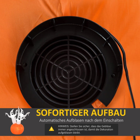 Rootz Inflatable Halloween Ghost with Pumpkin - Spooky Yard Decoration - LED Lighted Ghost - Durable Polyester - 170W x 90D x 180H cm