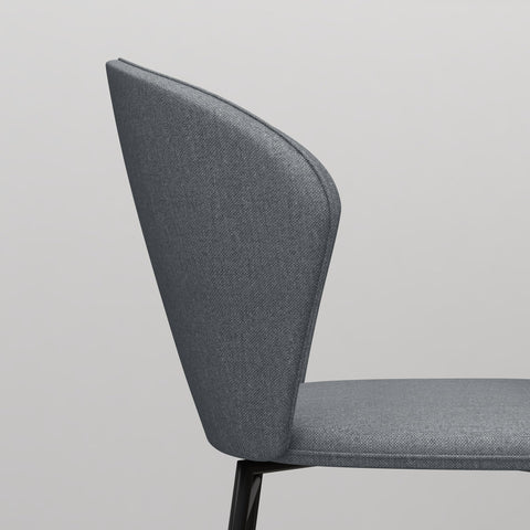 Rootz Set of 2 Dining Chairs - Padded Seats - Upholstered Chairs - Modern Design - 52W x 55D x 80H cm - Gray - Steel Legs