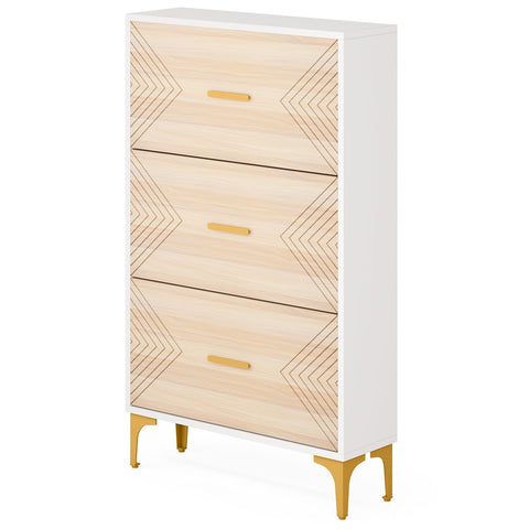 Rootz 3-Drawer Shoe Cabinet - Shoe Storage - Footwear Organizer - Maximize Space - 80cm W x 25cm D x 130cm H