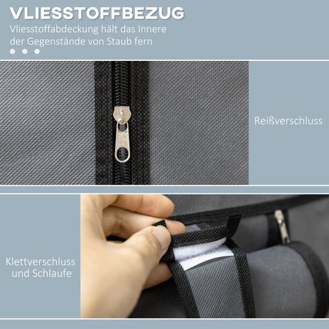 Rootz Fabric Cabinet - Storage Solution - Organizer - Dust Protection - 103x43x162.5cm - 6 Shelves & Clothes Rail - Grey