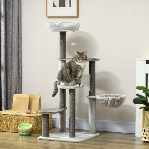 Rootz 4 Tier Cat Scratching Post - Cat Bed Hammock - Cat Activity Center - Sisal Scratching Posts - 48cm x 48cm x 118.5cm