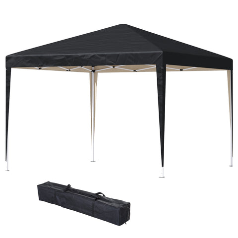 Rootz Pavilion Pop-Up Folding Pavilion - Garden Tent - Party Tent - UV Protection - 2.95m x 2.95m x 2.55m Steel+Oxford Fabric Black