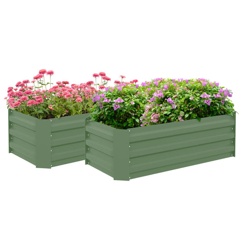 Rootz 2 Piece Set Raised Garden Beds - Planter Boxes - Rectangular Planters - Improves Root Growth - 100L x 50W x 30H cm