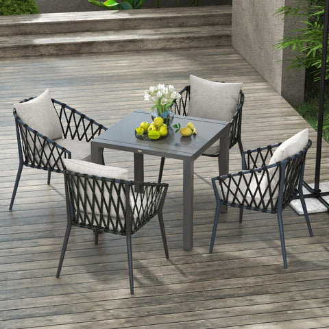 Rootz Expandable Garden Table - Outdoor Table - Aluminum Dining Table - Seats 6 - 80/160L x 80B x 75H cm - Anthracite Gray