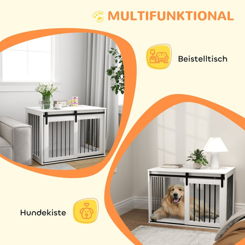 Rootz Dog Crate - Dog House - Pet Cage - Chipboard and Steel - Ventilation - 98cm x 58cm x 61cm