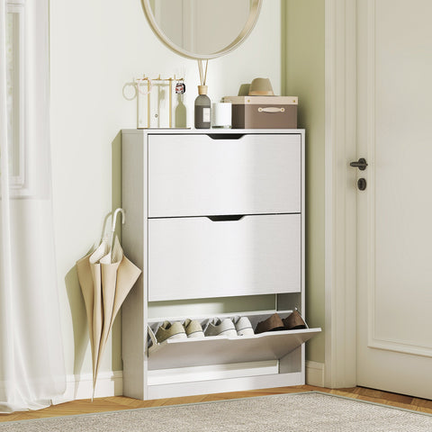 Rootz Shoe Cabinet - Footwear Organizer - Shoe Storage - Holds 12 Pairs - Chipboard - 80 x 17 x 108 cm - White