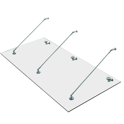 Rootz Canopy Glass Door Canopy - Tempered Glass Canopy - Stainless Steel Canopy - Modern Design - High Quality - Maximum Brightness - 2000L x 900W x 12D mm