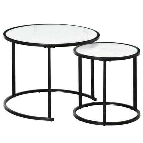 Rootz 2 Piece Side Table Set - Nestable Tables - Stackable Tables - Space-Saving Design - Ø60x46cm, Ø40x40cm