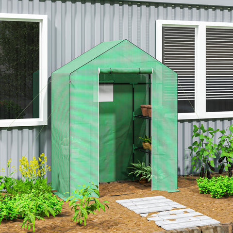 Rootz Walk-In Greenhouse with Shelves - Mini-Greenhouse - UV-Resistant - Optimal Temperature Control - 143l x 74b x 190h cm