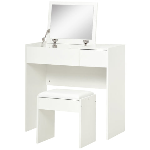 Rootz Dressing Table - Cosmetic Table - Folding Mirror with Stool - Versatile Use - 80 x 40 x 79cm