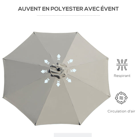 Rootz Garden Sunshade - Tiltable Parasol - Outdoor Umbrella - Optimal Sun Protection - Grey - 295cm Diameter x 250cm Height