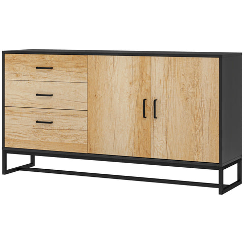 Rootz Living Room Storage Cabinet - Kitchen Buffet - Adjustable Shelf - Anti-Tilt Design - 140cm x 75cm - Aluminum Handles