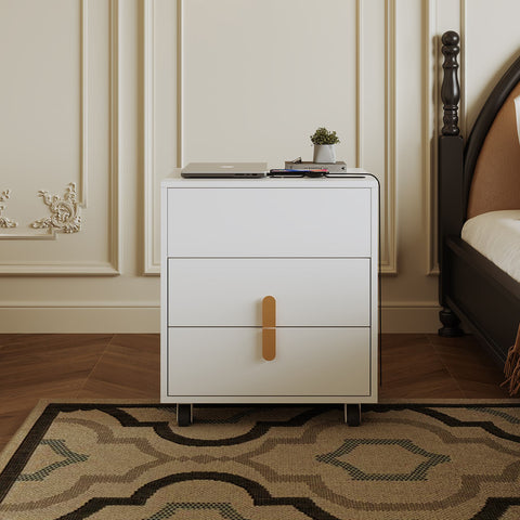 Rootz Bedside Table - Nightstand - Liftable Bedside Cabinet - USB Charging Interface - 74x40.2x71 cm - White