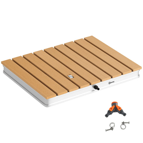 Rootz Ground Garden Shower - Outdoor Soil Shower - Portable Patio Fountain - Adjustable 4m Height - White, Brown - 70cm x 55cm Aluminum Base