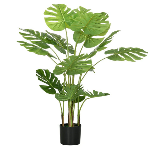 Rootz Artificial Plant - Realistic Artificial Plant - Monstera Deliciosa - 1 Planter And Cement Soil - Green - 17.5 cm x 17.5 cm x 120 cm