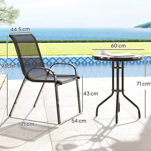Rootz 3-Part Garden Furniture Set - Outdoor Table - Patio Chairs - Space-Saving - Chairs: 54x71x93cm, Table: Ø60x71cm