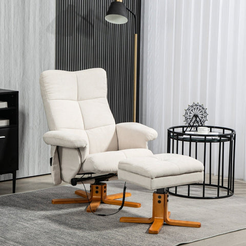 Rootz Massage Chair Set - Relaxation Chair - Recliner - Integrated Massage - 80x86x99cm (Sitting) - 80x118x83cm (Lying) - Footstool with Storage