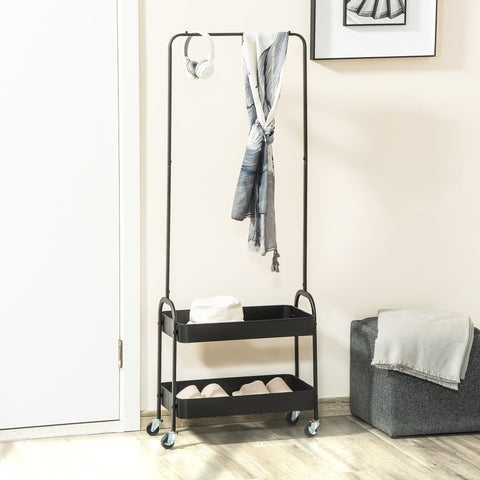 Rootz Mobile Metal Clothes Rack - Garment Rack - Freestanding Organizer - Space-Saving Design - 56.5L x 31.5W x 152.5H cm