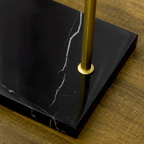 Rootz Coat Stand - Wardrobe Organizer - Entryway Rack - 2 Hooks - Marble Base - Elegant Golden Finish - 35cm x 25cm x 170cm