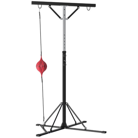 Rootz Boxing Stand - Punch Bag Stand - Speedball - Height Adjustable - Reinforced Stability - Black Steel - 160cm x 145cm x 175-220cm