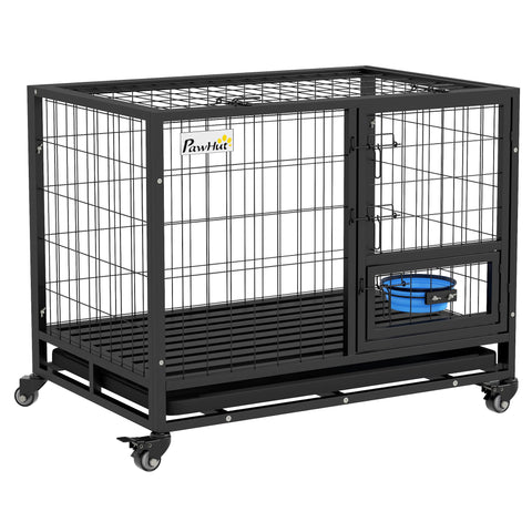 Rootz Dog Cage Transport Cage - Portable Kennel - Rolling Pet Crate - Removable Tray - 92cm x 62cm x 73cm