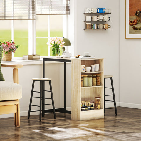 Rootz 3-Part Bar Table Set - Pub Table - High Top Table Set - Space-Saving - 91cm x 49cm x 91cm