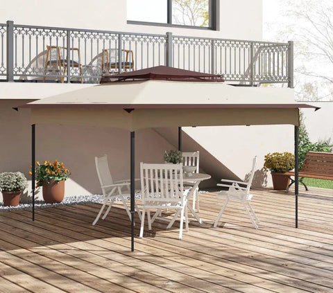 Rootz Garden Tent Roof - Replacement - Weather Resistant - UV30+ Protection - Oxford - Beige - 325L x 325W cm