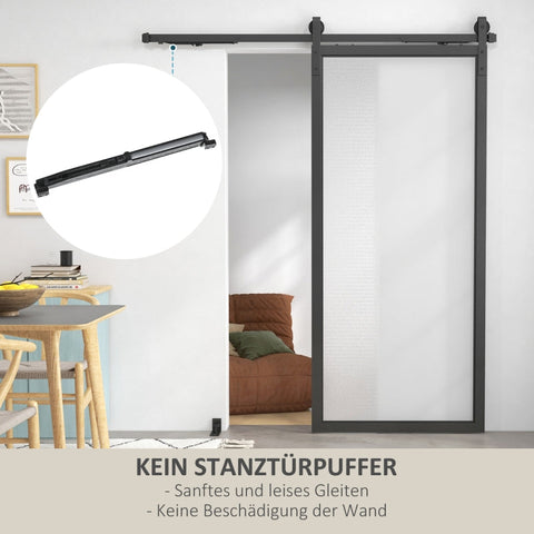 Rootz Sliding Door Hardware Kit - Rail Set - Smooth Operation - Space Saving - Carbon Steel - 183cm x 0.5cm x 4cm