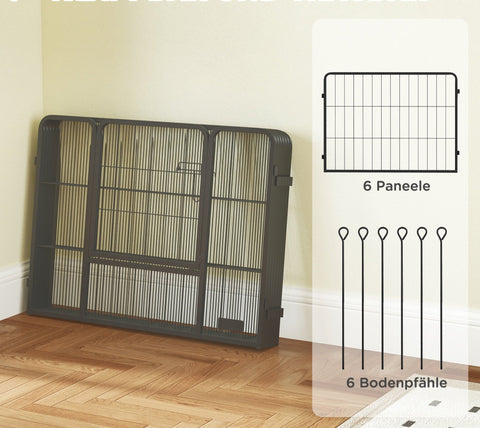 Rootz Dog Fence Pet Enclosure - Pet Barrier - Heavy Duty Kennel - Foldable Steel - 160x80x60cm, Black