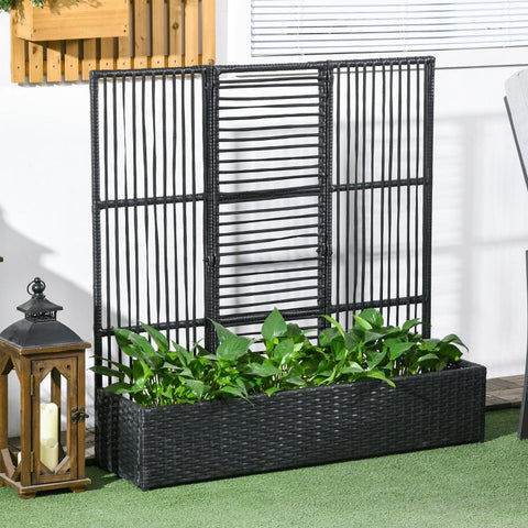 Rootz Plant Pot - Flower Box - Planter with Trellis - Weatherproof PE Resin & Steel - 103cm x 103cm x 29cm - Easy Assembly - Stylish & Functional