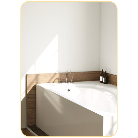 Rootz Bathroom Wall Mirror - Rectangular Mirror - Golden Frame - Rust & Water Resistant - 50 x 70cm Aluminum Alloy