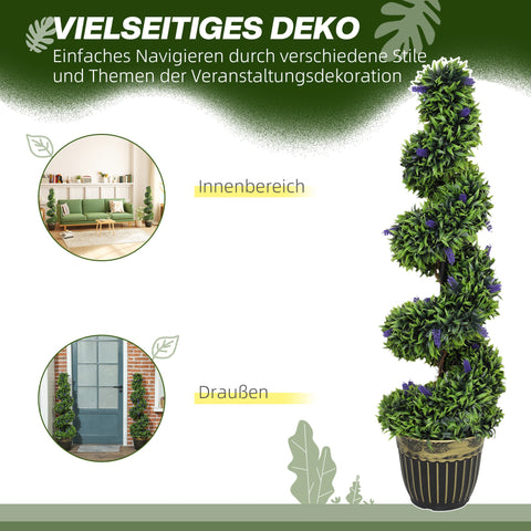 Rootz 2-Part Art Plant Set - Artificial Plants - Faux Greenery - No Maintenance, Cement Base - 115cm x Ø28cm x 21.5cm