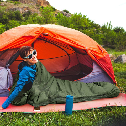 Rootz Waterproof Lightweight Lined Sleeping Bag - Insulated Sleeping Bag - Cold Weather Sleeping Bag - Stay Dry and Warm - Comfortable Night's Sleep - Retains Warmth at -20°C - 200L x 85W x 15H cm - Dark Green